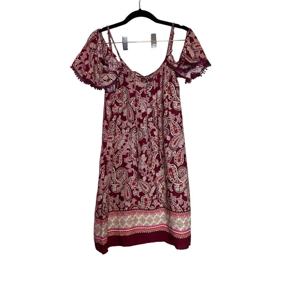 Trixxi Paisley Red Peek a boo Shoulder Dress Tunic